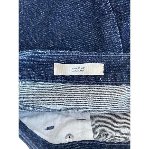 Universal Thread Size 8 Dark Blue Denim Vintage Midi Shorts Raw Hem Cuffed - Picture 7 of 7